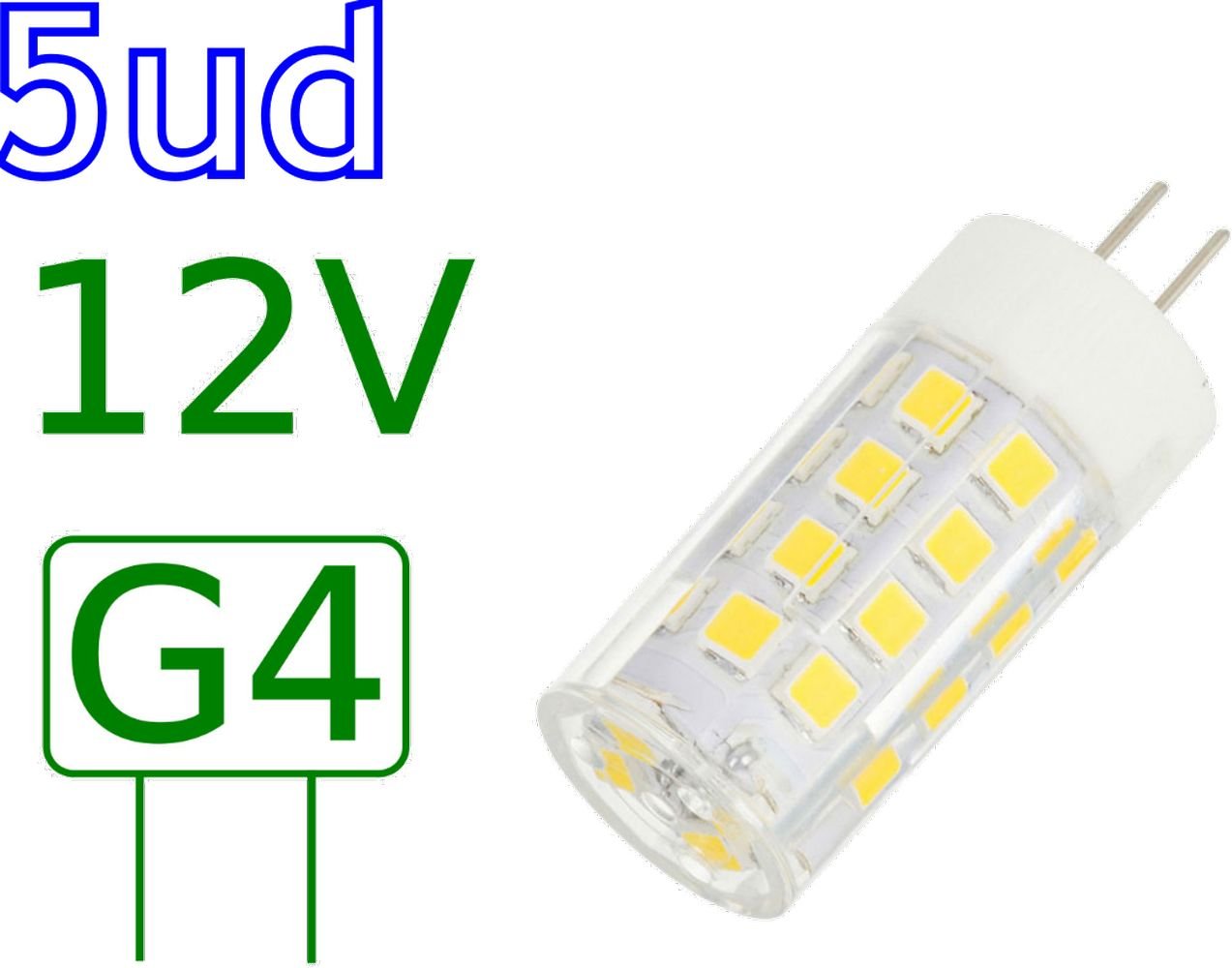 JANDEI 5er-Pack G4 LED-Lampen 12 V DC – 3W, 4000 K, 400 Lumen, Entspricht 25-30 W Halogen, IP20