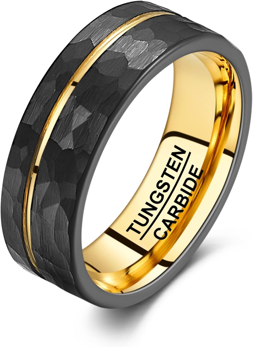 VAKKI Wedding Gift for Men, 8mm Hammered Finish Black Tungsten Carbide Ring, Scratch Resistant Comfort Fit Anniversary Band, Durable Men’s Wedding Ring Gift for Soulmate Husband Boyfriend