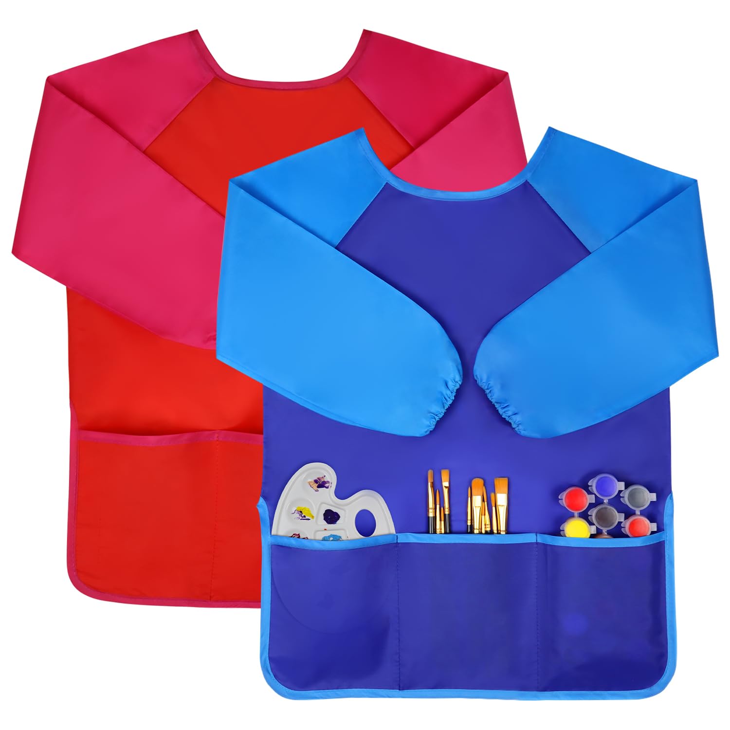 Jolik Kids Art Smocks Children Waterproof Artist Painting Aprons with Long Sleeve and 3 Pockets