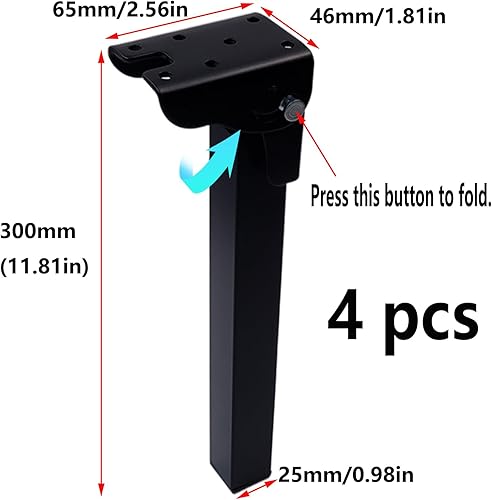 Miniatura 2 de Antrader Patas plegables para mesa, patas de muebles resistentes de 12 pulgadas, patas de repuesto plegables para camamesa con tornillos de montaje,