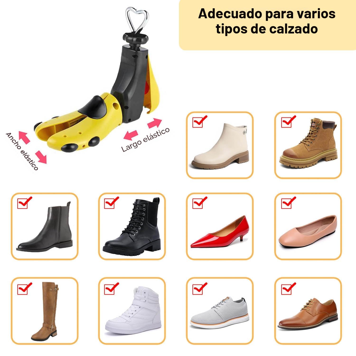 Hormas para Zapatos Ensanchador, Horma Zapatos Ajustable Longitud y Anchura para Mujer Hombre Botas (Paquete de 1)