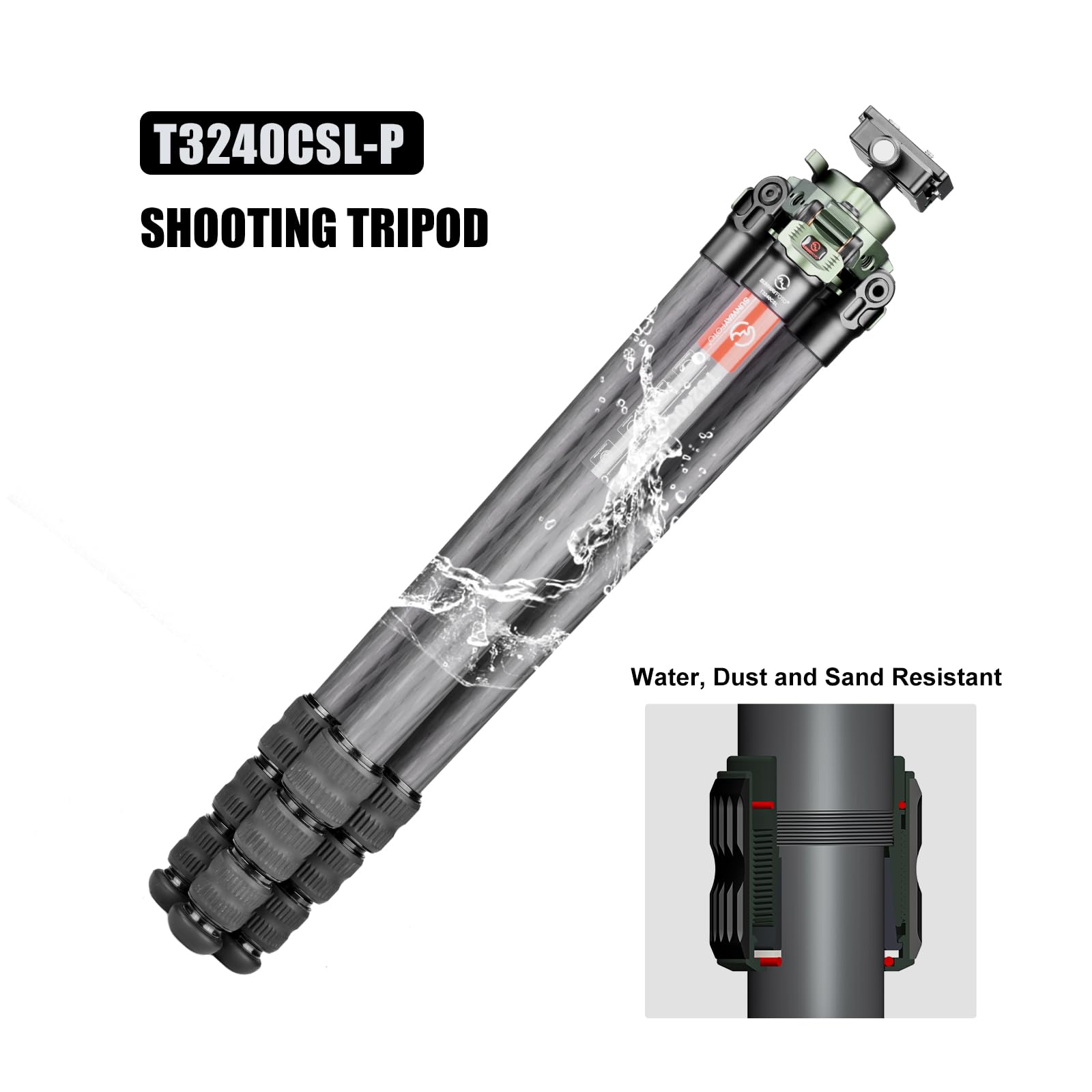 SUNWYAFOTO T3640CS Trépied de chasse, Accessoire Chasse pour Fusil de Tir en Fibre de Carbone