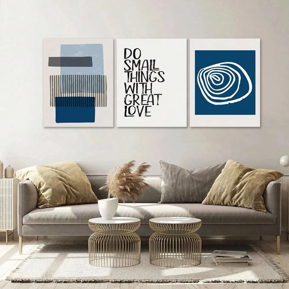 LIFKNVN Modern Nordic Minimalism Creative Quotations Geometric Lines Texture Abstract Murals Painting Posters Living Room Decoration(60x90cmx3/Without frame)