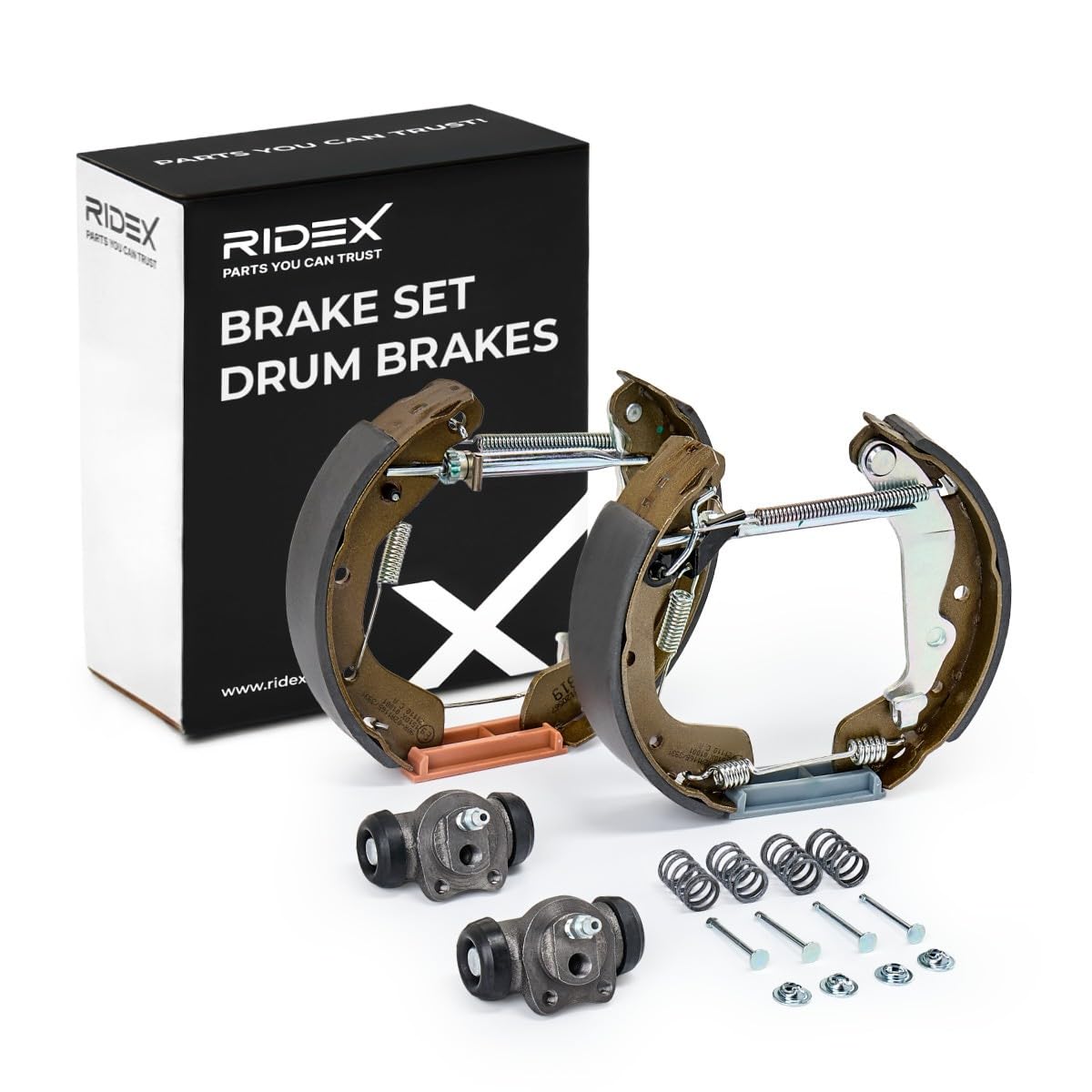 RIDEX 3859B0257 Kit frenos disco de tambor Trasero con palanca con cilindro de freno de rueda con accesorios Compatible con CHEVROLET Aveo/Kalos Hatchback T250, T255
