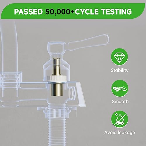 Miniatura 3 de SOLVEX Centerset SP-40001-2 - Grifo de baño de 2 manijas de 4 pulgadas, 3 agujeros, níquel cepillado, grifo de lavabo de baño con montaje en