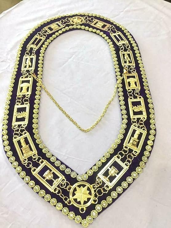Order of Eastern Star Chain Collars, OES Chain Collars, Masonic Chain Collars, Purple