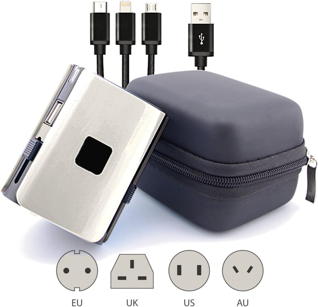 Worldwide Travel Adapter Universal Travel Plug International All in One Socket Adaptor UK EU US AUS Over 150 Countries USB Port FREE Travel Case, Extra Fuse and 3 in 1 USB Cable Included