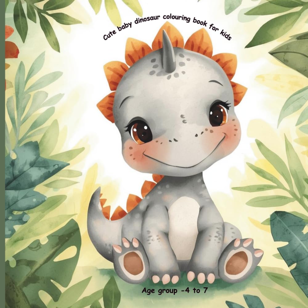 Cute baby dinosaur colouring book for kids(Age group- 4 to 7)