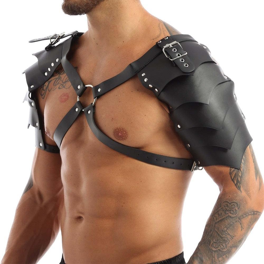 Medievale pelle spalla armatura protezione spalla vichinga cosplay corazzata spalla cavaliere LARP tracolla regolabile gotico Halloween costume carnevale accessori