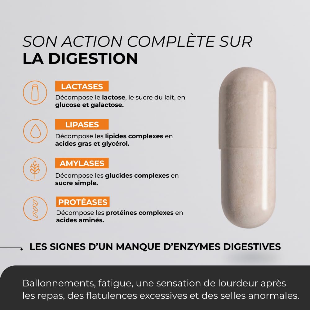Enzymes Digestives - CUURE - Digezyme® [150 mg] - Digestion - 90 gélules - 60 jours - 1 Gélule/Jour - Vegan - Fabriqué en France
