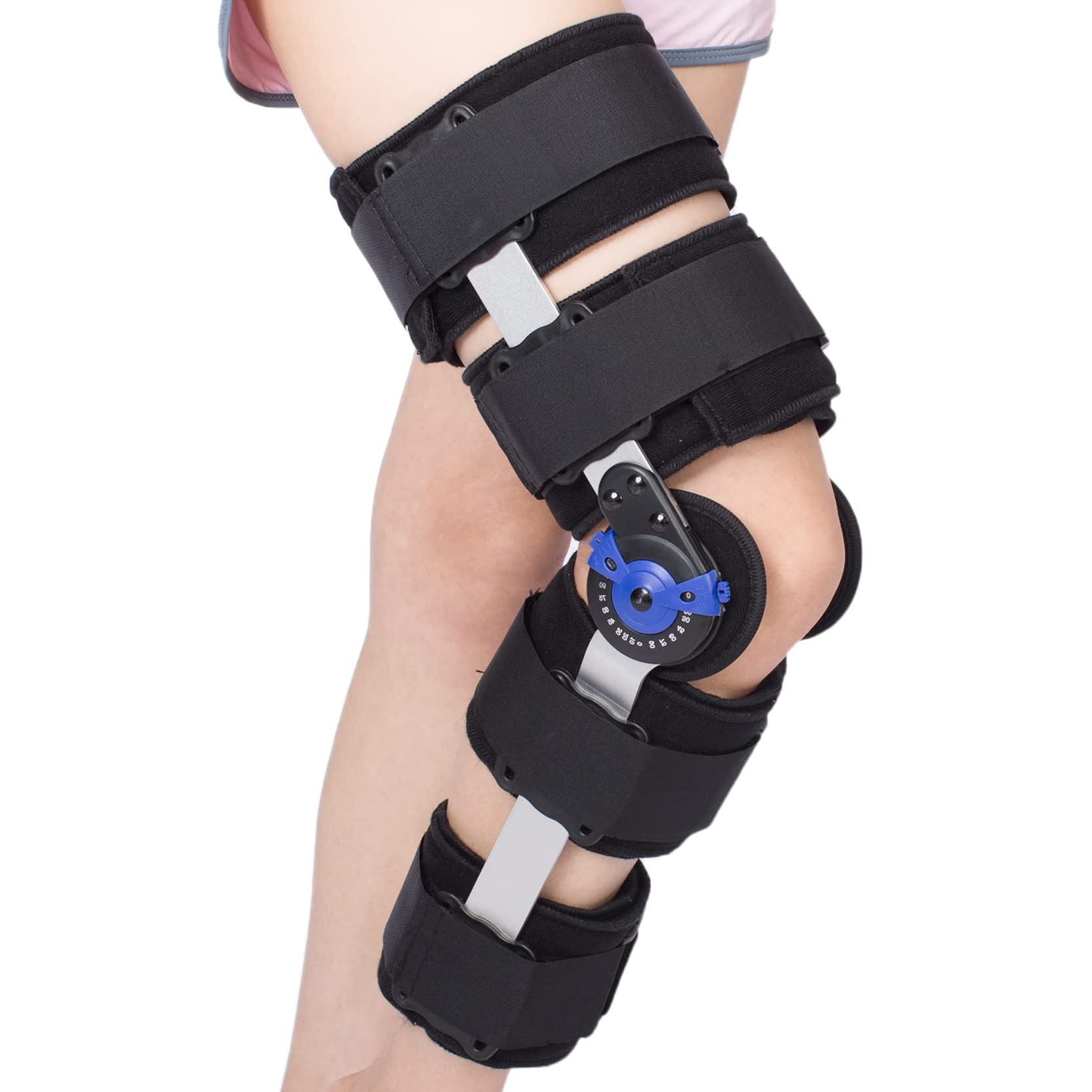 Rodillera articulada Postoperatorio Rodillera Anclaje Rodillera Ajustable Anclaje con estabilizador de Pierna Lateral para desgarro de menisco, Artritis, ACL, PCL, rehabilitación ortopédica