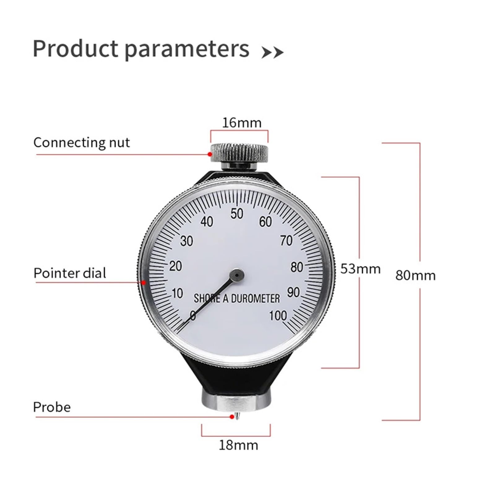 Durometer A/O/D 0-100HA Hardness Tester, Meter for Plastic (Size : Type D)