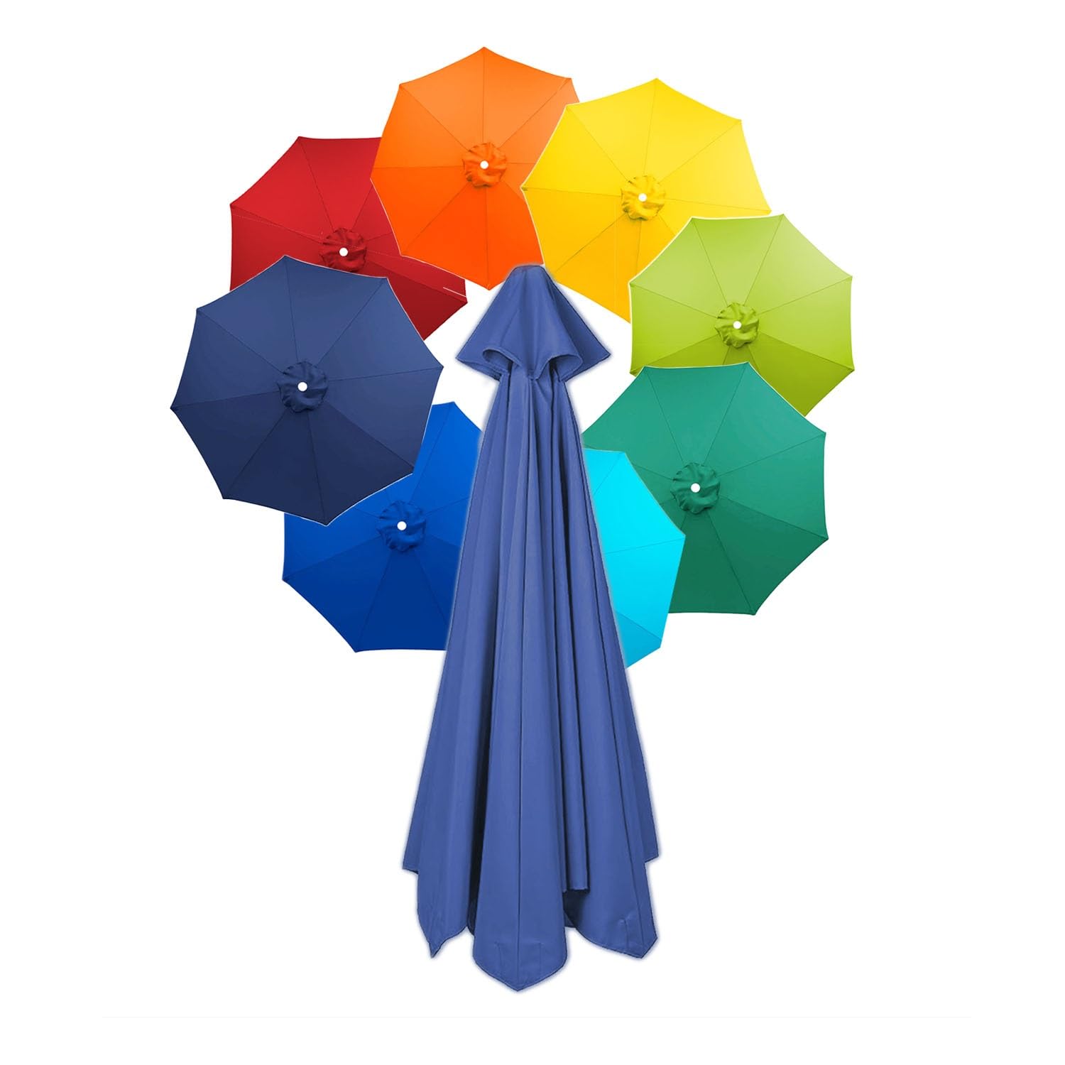 Parasol tarasowy, zapasowy baldachim, na zewnątrz, do ogrodu, osłona przeciwsłoneczna, górna pokrywa do 3 m, parasol targowy, wodoodporna plandeka z 6 żebrami na taras i patio, 2,7 m