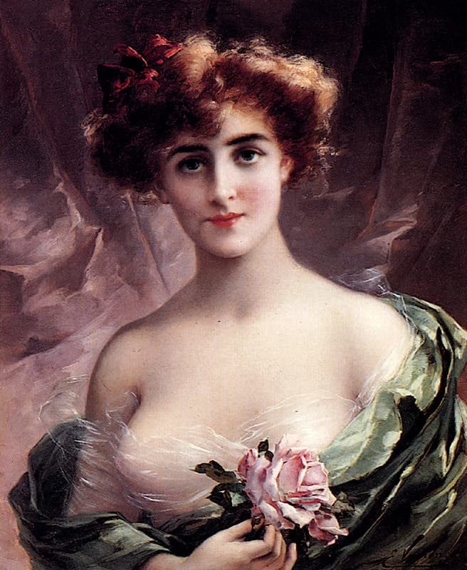 Toile Emile Vernon la Rose Rose 60x90cm : affiche impression de peinture murale pour salon