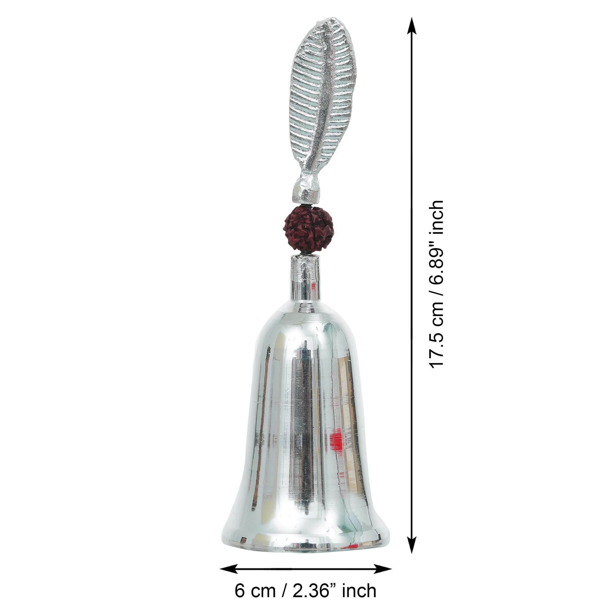 Webelkart Premium HandiCrafted Silver Plated Pooja Bell with Rudraksha with Velvet Box for Home/Office Decor/Brass Hand Puja Bell/Pooja Ghanti Bell (Silver) 1