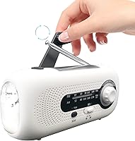 Vista 8 de Hand Crank Weather Radio, Flashlight with Hand Crank and Solar Radio, LED Light Radio with 2000mAh Weather Alert, SOS Alarm AMFM Weather Radio