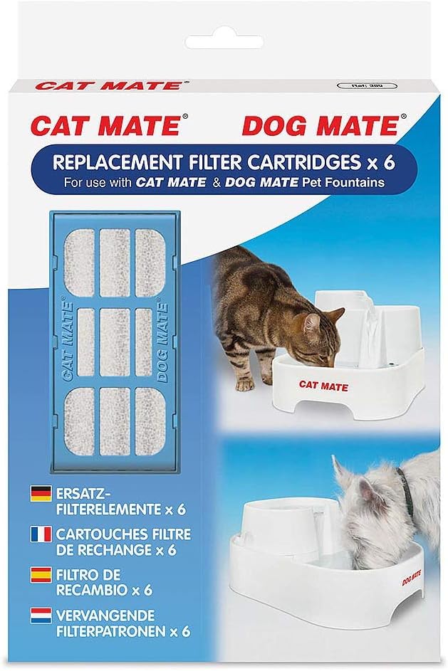 Cat Mate Replacement Filter Cartridge for Pet Fountain 6 Count