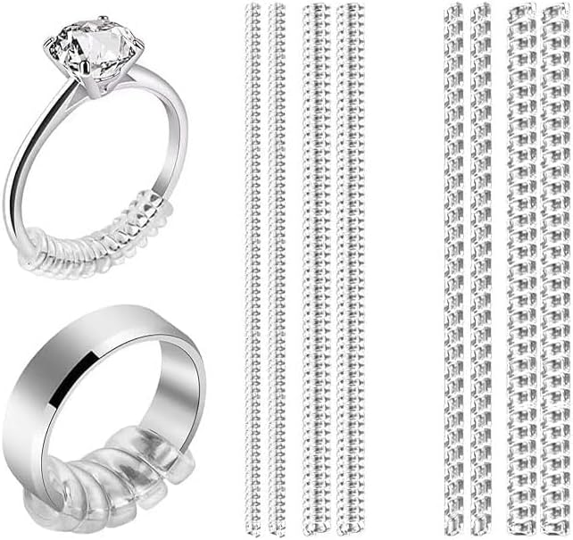 Ring Sizer for Loose Ring, 8 Pieces clear ring sizers adjusters invisible for Women Men Girls, Jewelry Ring Spiral Insert Protector Tightener Size Reducer, 2 Sizes/2 Styles, 10 cm/3.93 inch Long