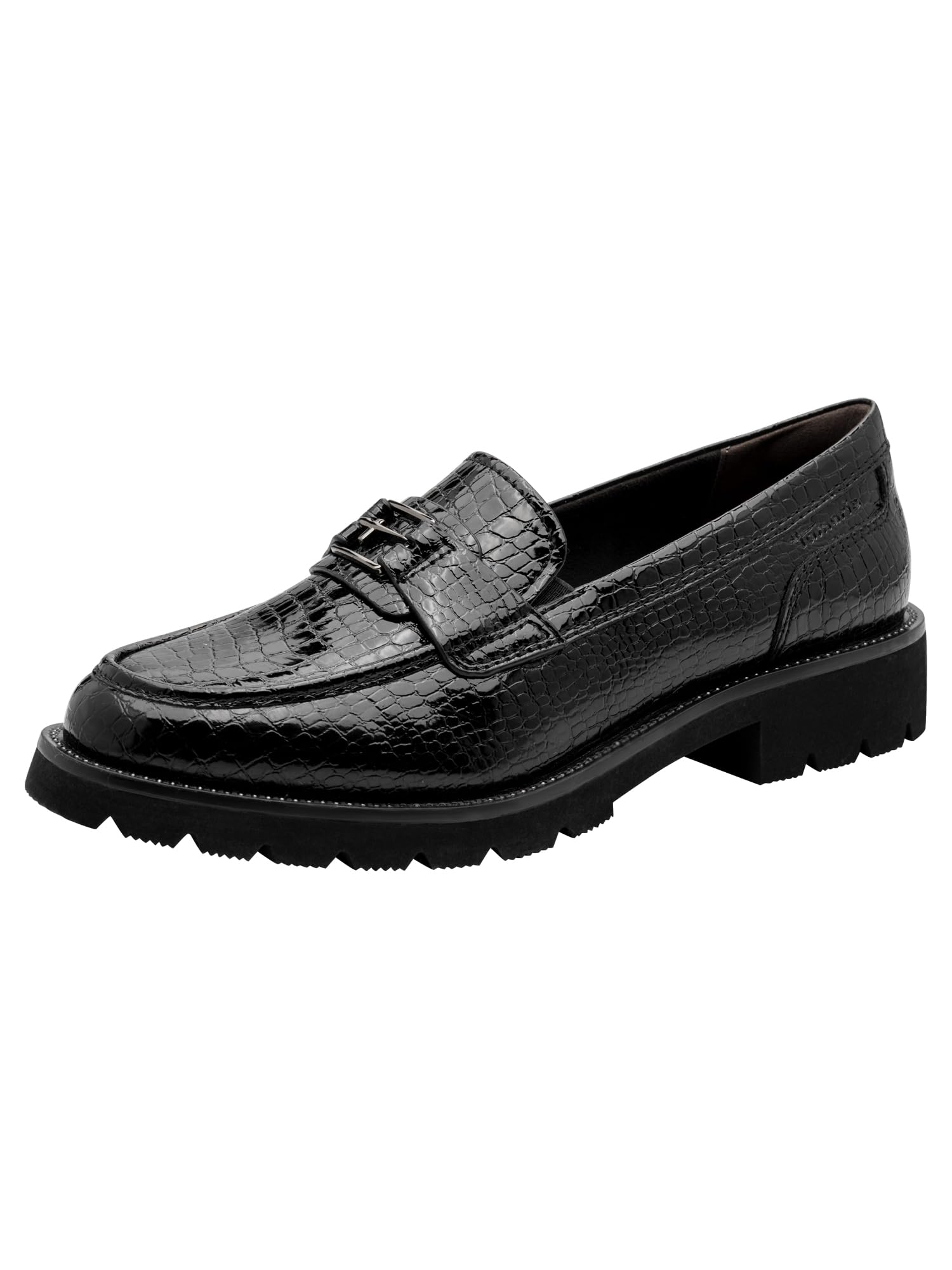 Tamaris Women's Flat Loafers, Black (Black Croco), 39