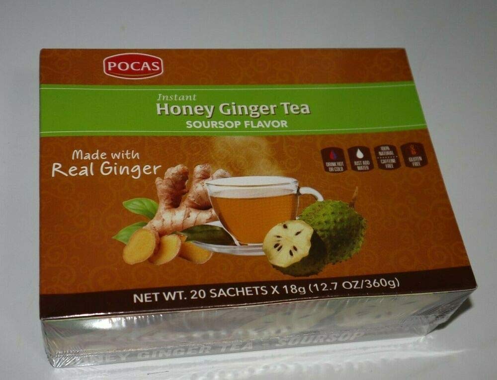 Buy Pocas Instant Honey Ginger Tea Soursop Flavor 20 Sachets in a Pack