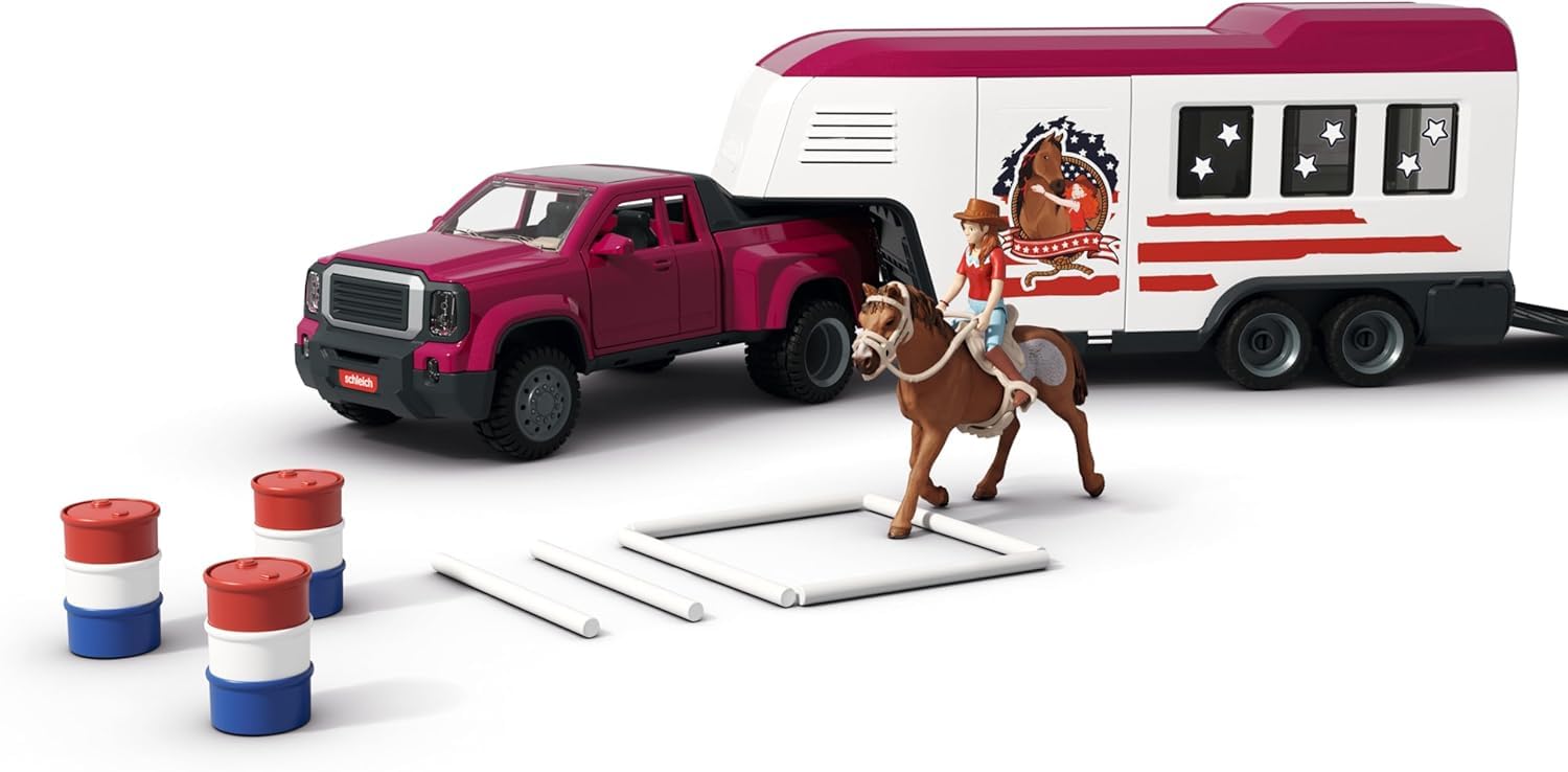 schleich Horse Club | Camion Lakeside con rimorchio 42705 | dai 5 Anni | Set con camion, rimorchio, cavalli, personaggi e accessori | gioco a tema cavalli e regalo per bambini dai 5 anni | set da 11