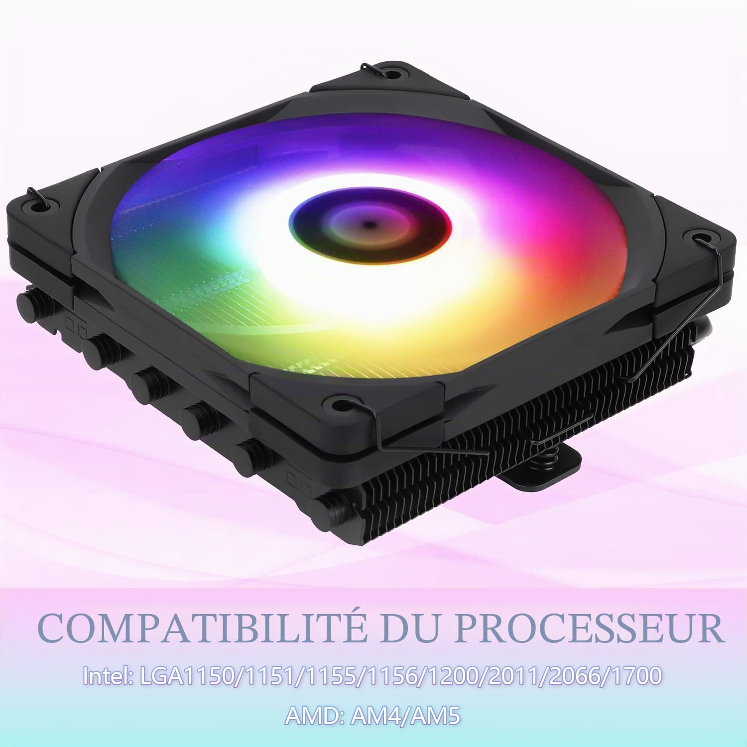 Thermalright AXP120-X67 BLACK ARGB Refroidisseur d'air de processeur faible encombrement avec ventilateur TL-C12015B-S PWM droit 120 mm 6 caloducs 67 mm de hauteur pour AMD AM4/Intel LGA 1700/1150