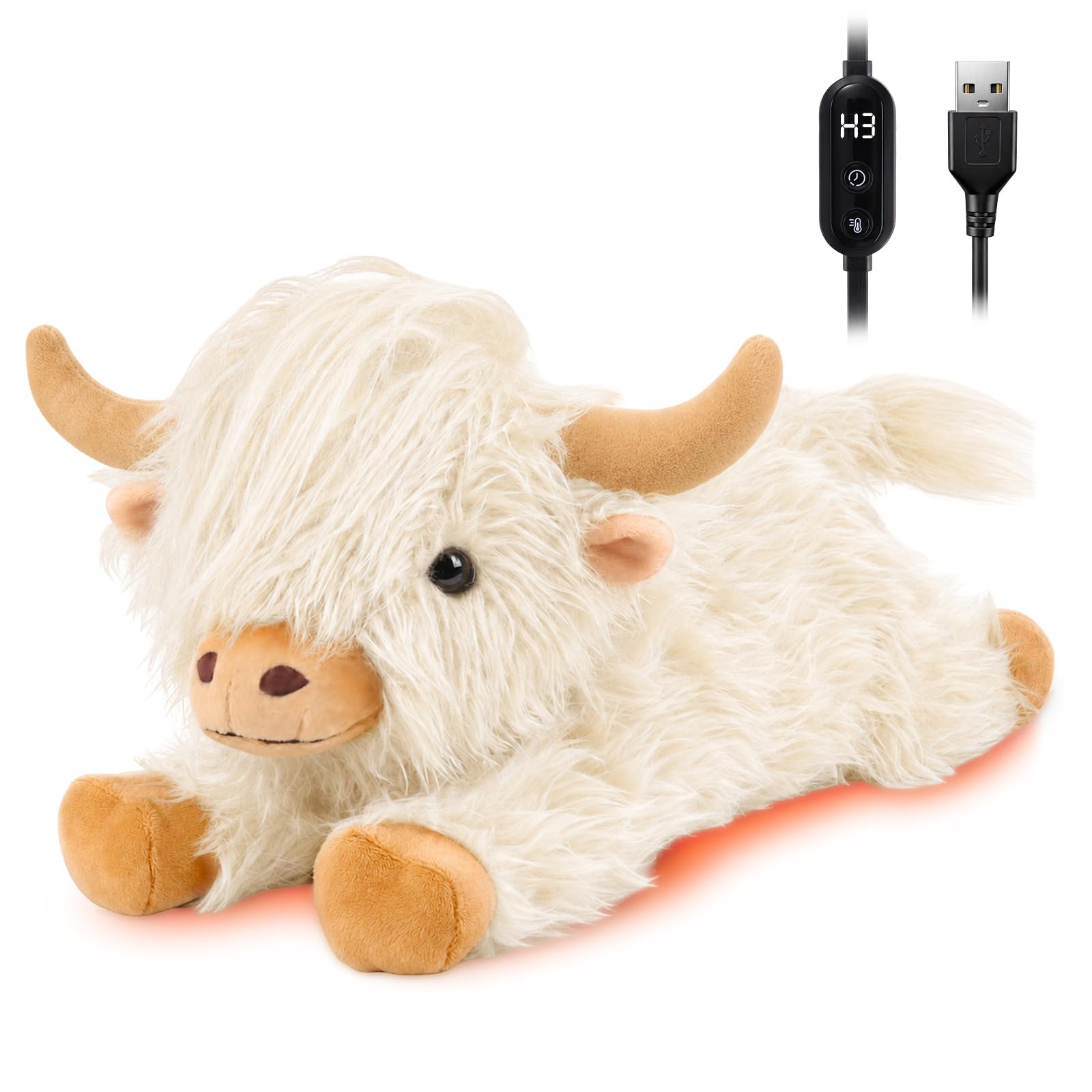 Highland Cow Heating Pad for Period Cramps, Heated Plush Stuffed Animals