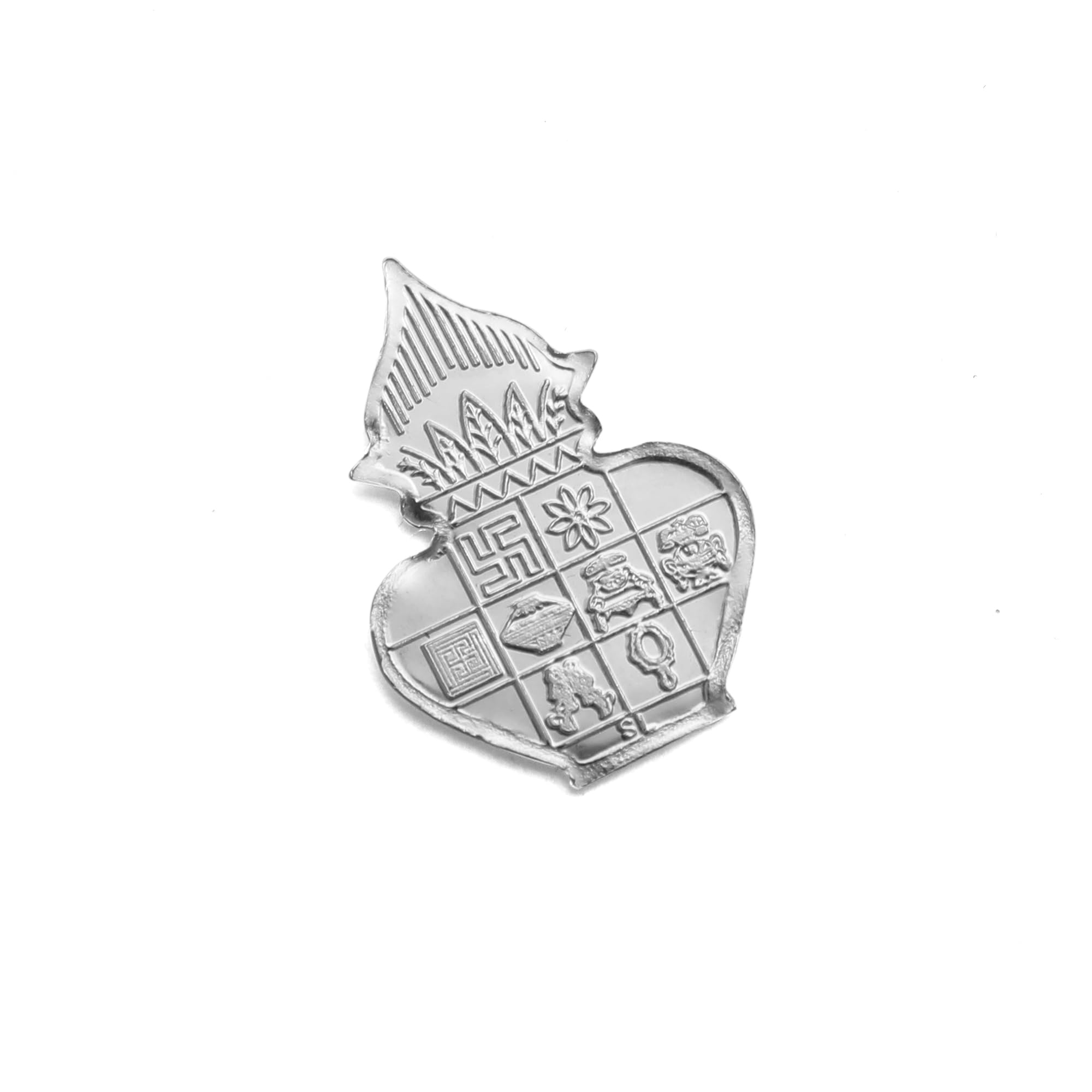 DHRUVS COLLECTION 925 Silver Nakshi Kalash Shape Coin - Yantra for Pooja, Donation, Temple & Gifting Purpose