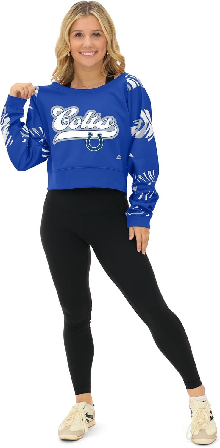Zubaz NFL Teams Women's Boatneck Raglan Sweatshirts with Leaf Pattern (X-Small - 3X-Large) - Image 3