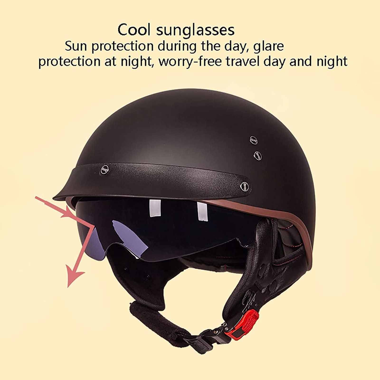 Caschi Cromwell Caschi Jet e Demi-Jet Casco Moto A Mezzo Casco Retrò Casco di Sicurezza per Scooter Chopper Cruiser Certificazione DOT/ECE con Visiera per Adulti