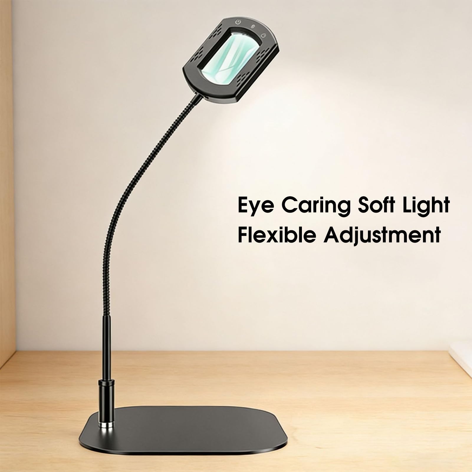 Luocute Lámpara de Aumento 10X con Cuello de Cisne Flexible, Luz LED, 5 Modos de Color y 3 Niveles de Brillo Lupa Iluminada para Lectura, Manualidades, Costura, Fabricación de Joyas
