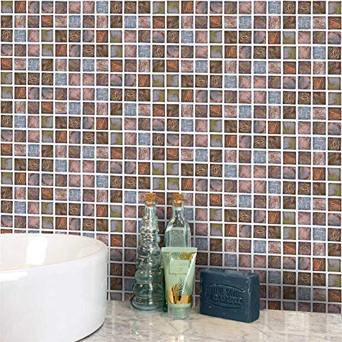Jlcp 10X10Cm Mosaic Tile Stickers, Abstract Seashell Pattern 18Pcs Pvc Waterproof Peel And Stick Backsplash Decorative Wall Tiles Decal For Kitchen Bathroom #TOP2
