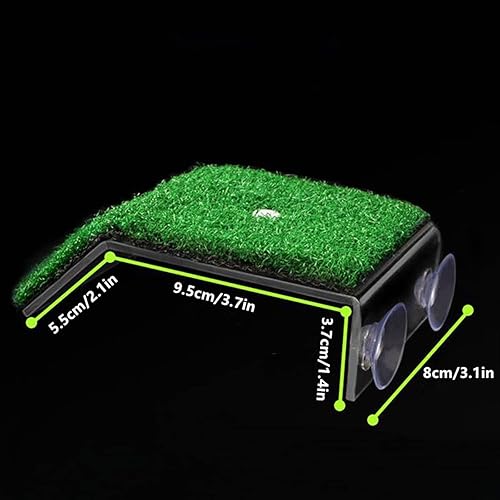 Miniatura 9 de DoubleWood Plataforma de tortuga de césped, plataforma de descanso de tortuga, rampa de tortuga de simulación para tanque de tortuga, para terrapin