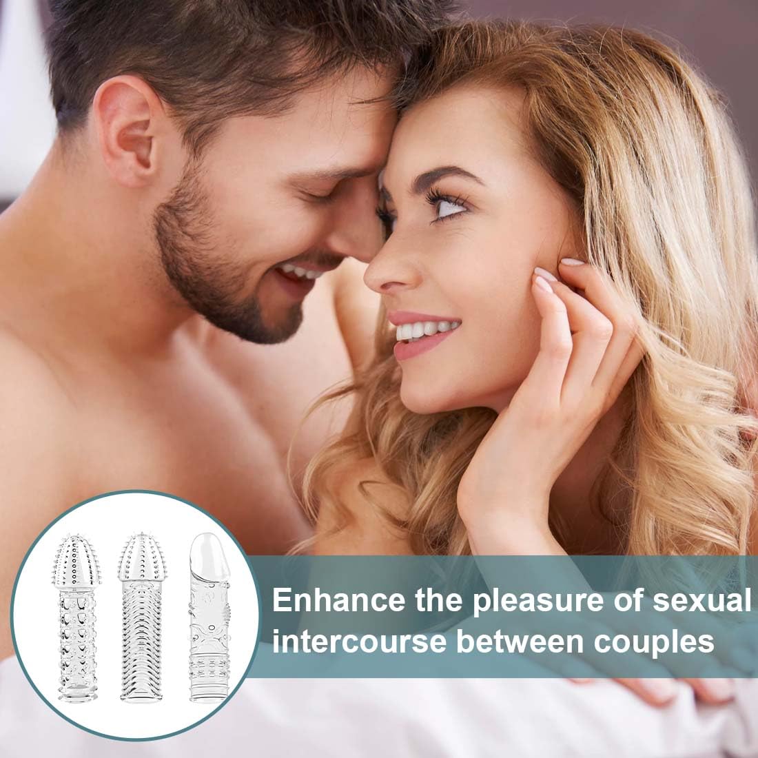 3 Pezzi Guaina Pene Indossabili Morbido, Custodie Spesse In Silicone Trasparente, Riutilizzabili, Per Stimolazione Intensiva Del Pene E Miglioramento Dell'Erezione(3Forma)