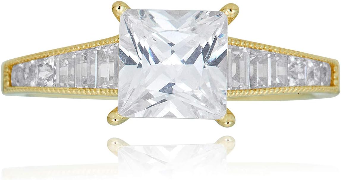AVORA 10K Yellow Gold 2.05 Carat Simulated Diamond CZ Anniversary Bridal Engagement Wedding Band Ring
