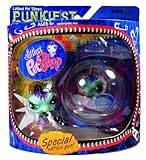 Hasbro Year 2007 Littlest Pet Shop Special Edition Pet PUNKIEST Series Bobble Head Pet Figure Set - Punk IGUANA with Necklace and Show-Off Bubble Display Case (64053)
