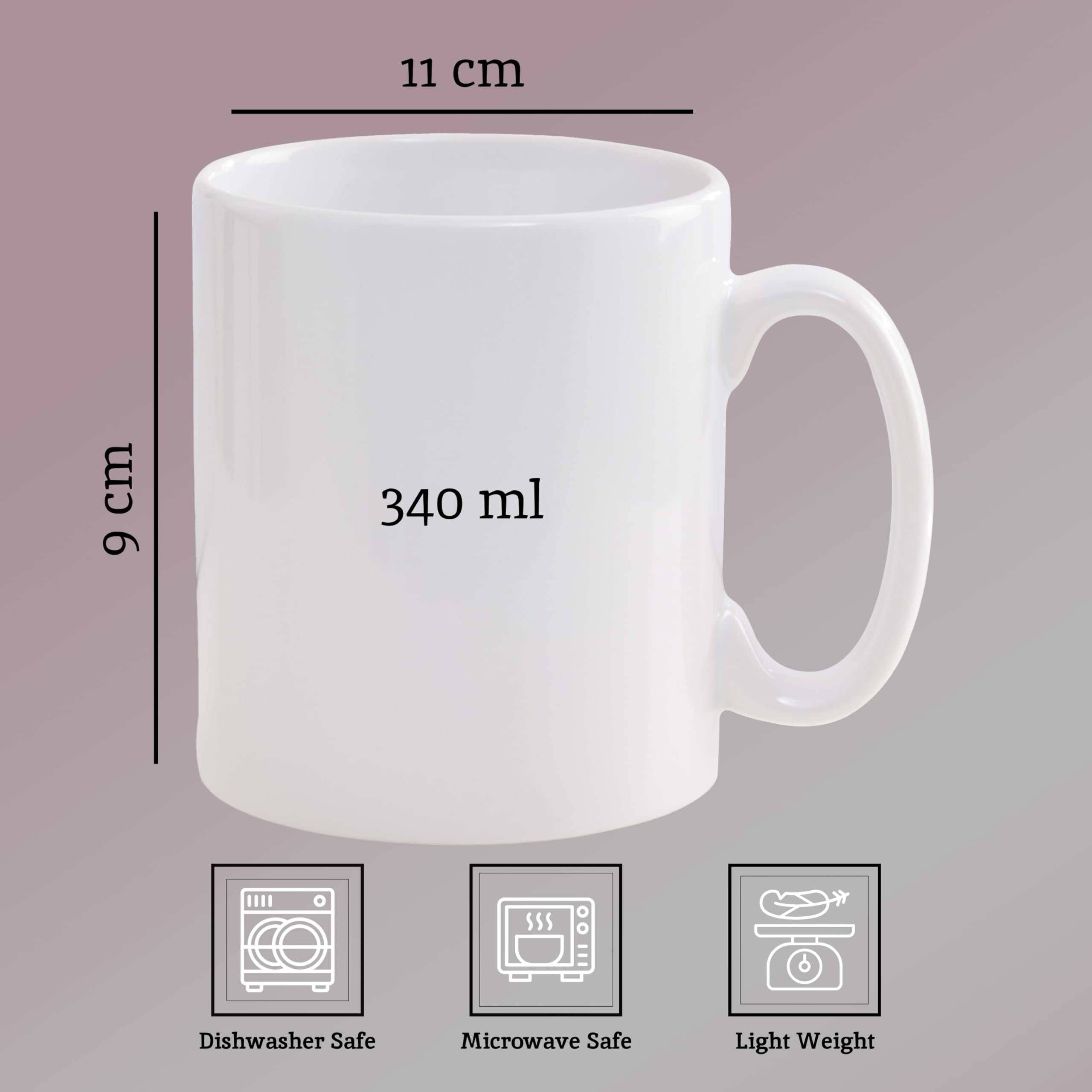 Premier Housewares Elmira - Juego de 4 tazas blancas de cerámica para café y té, 340 ml, aptas para microondas y lavavajillas, tazas clásicas de gres para uso diario