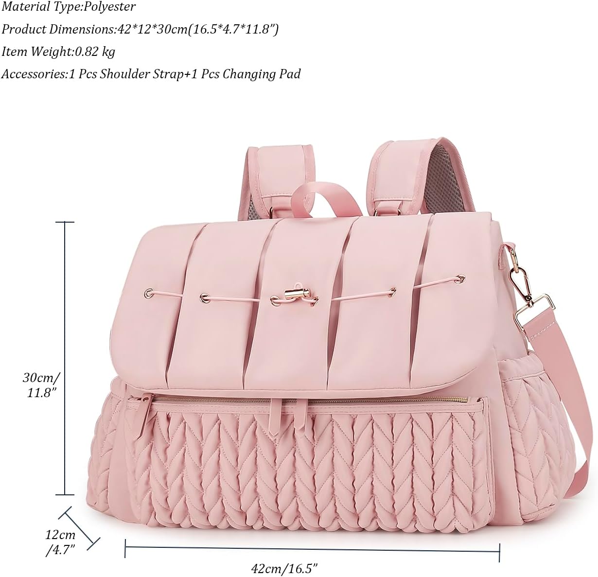 Lmbabter Diaper Bag Backpack Messenger Bag Travel Backpack Maternity Bags Stylish Baby Bag with Changing Pad for Mom (Pink)