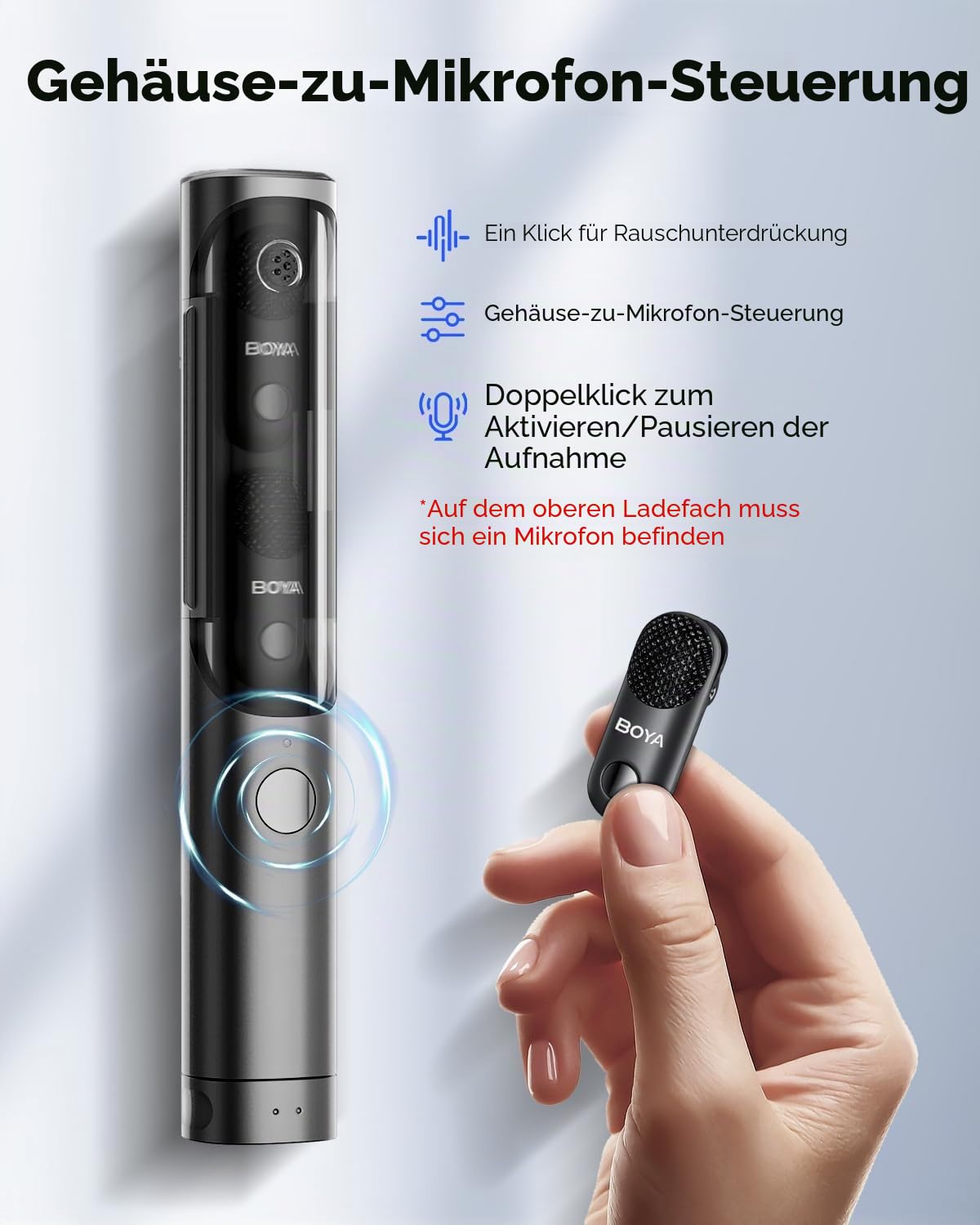 BOYA Magic 4-fach Transformierbares Mini Mikrofon, Kabelloses Lavalier, Handheld, Desktop & Kamera Mikrofon Handy für iPhone15/16/Android, Vlogging, Streaming(2TX+1RX)