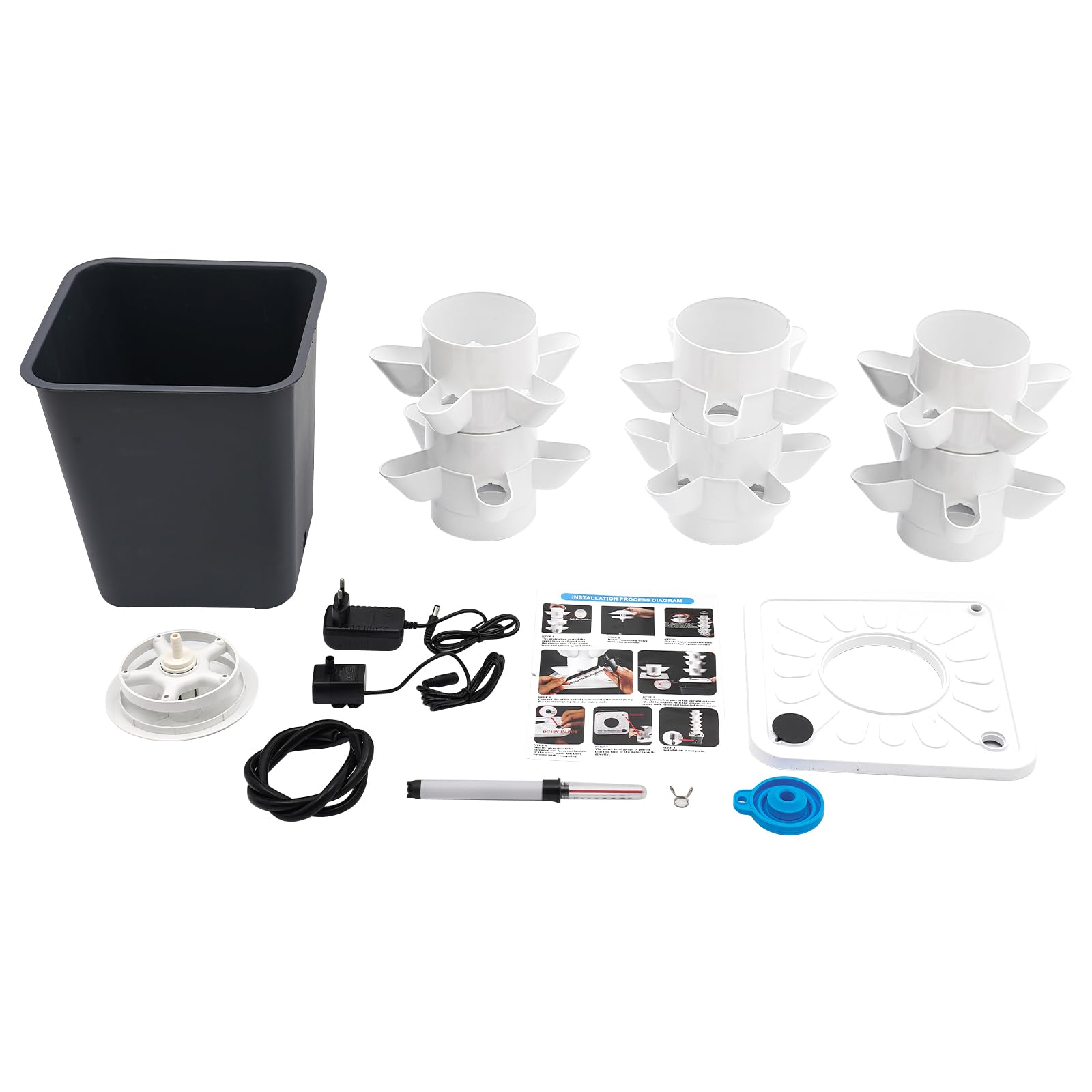 Hydroponic Growing System,30 piante Vertical Idroponica Torre in crescita, sistemi di coltivazione di piante senza suole, sistema di coltivazione idroponica da giardino (bianco + grigio)