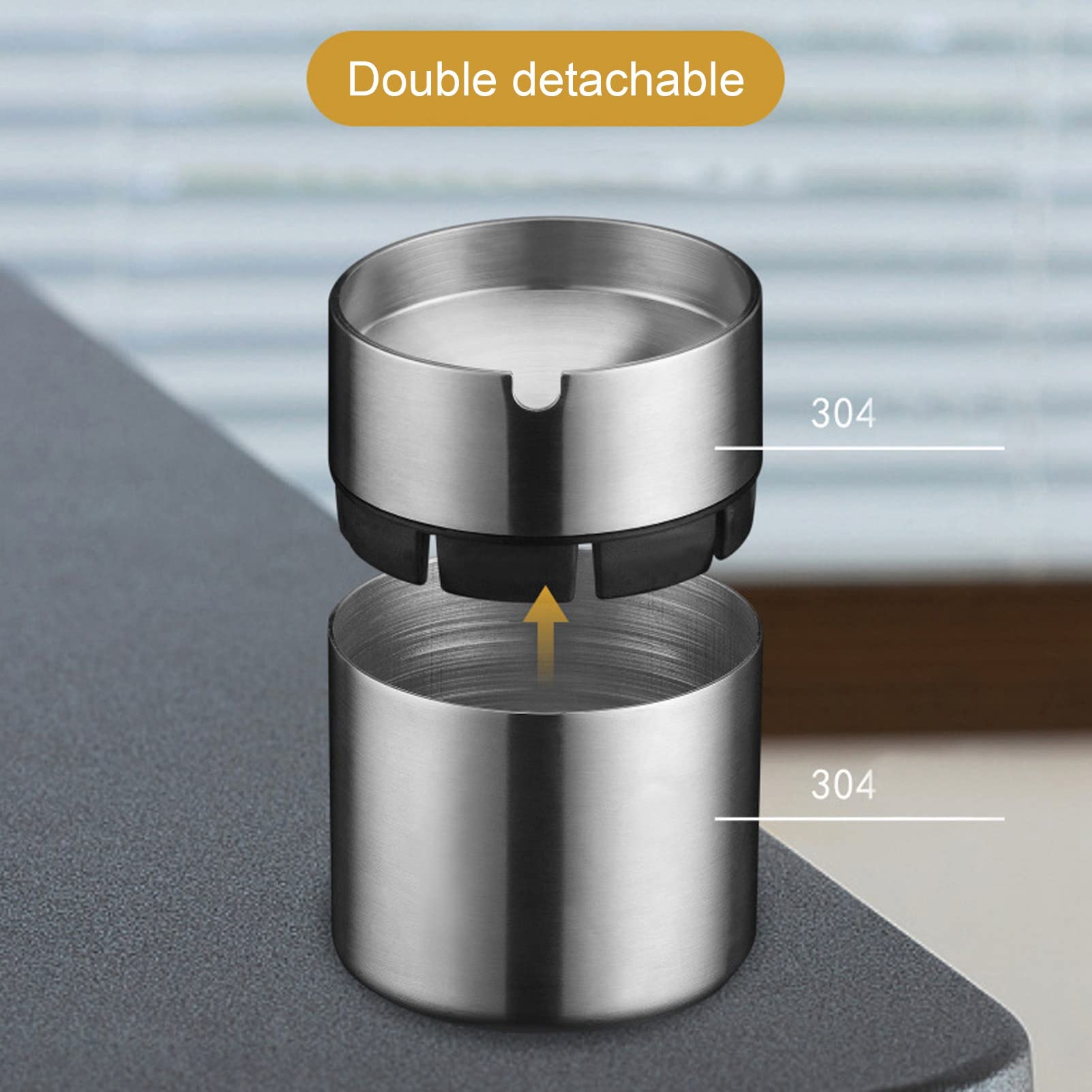 Portable Ashtray , Car Ashtrays , Detachable Stainless Steel Windproof Car Ashtray with Lid , for Car Home Office Outdoor , Car Ashtrays , Portable Ashtray , Detachable Stainlesscar ashtray car ashtray with