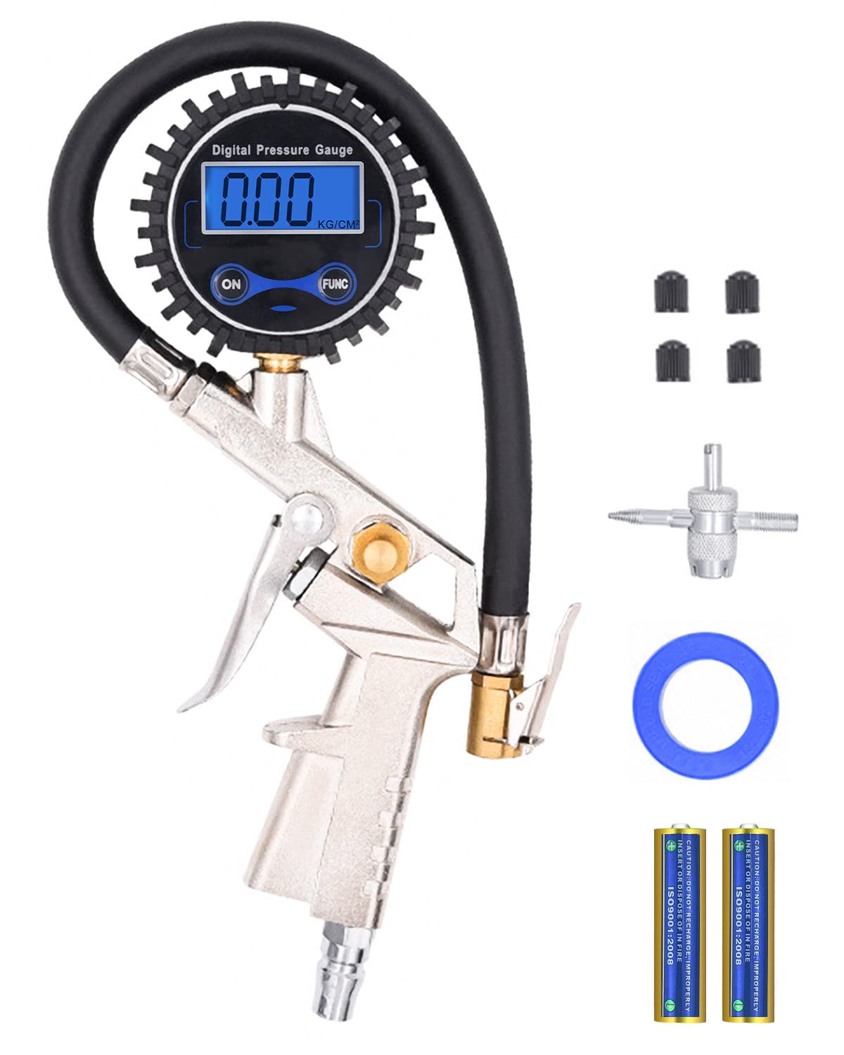 E-SMARTER Tyre Pressure Gauge And Inflator, 250 PSI Tyre Inflator with Pressure Gauge, 4 Settings, Air Chuck, LED Display, Tyre Inflator Air Tool for Most Heavy Vehicles,Truck, Car, Motorcycle, Bike