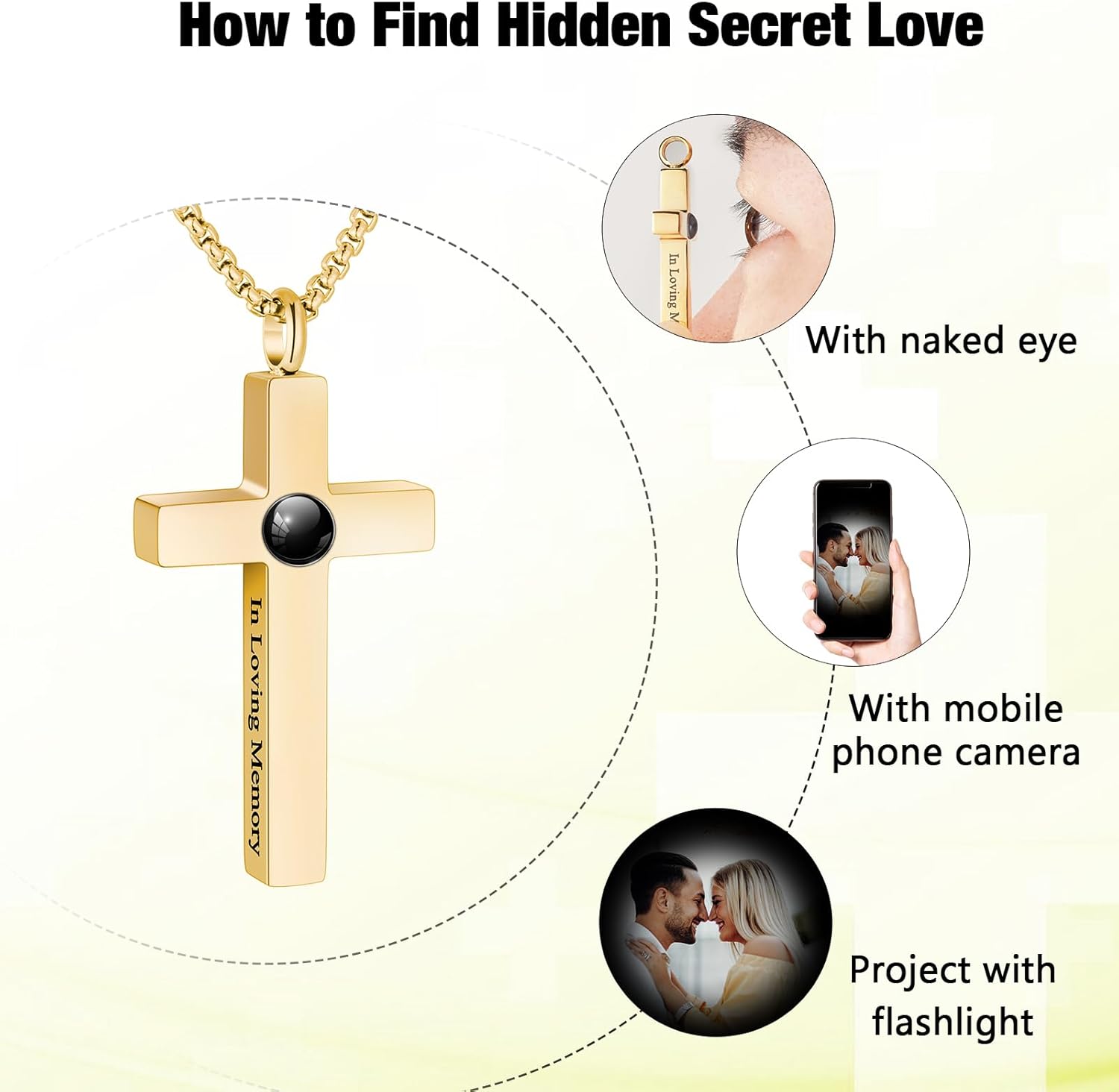abooxiu Custom Urn Necklaces for Ashes Projection Cremation Jewelry with Photo Personalized Ash Necklace Memorial Urn Pendant Keepsake for Women Men