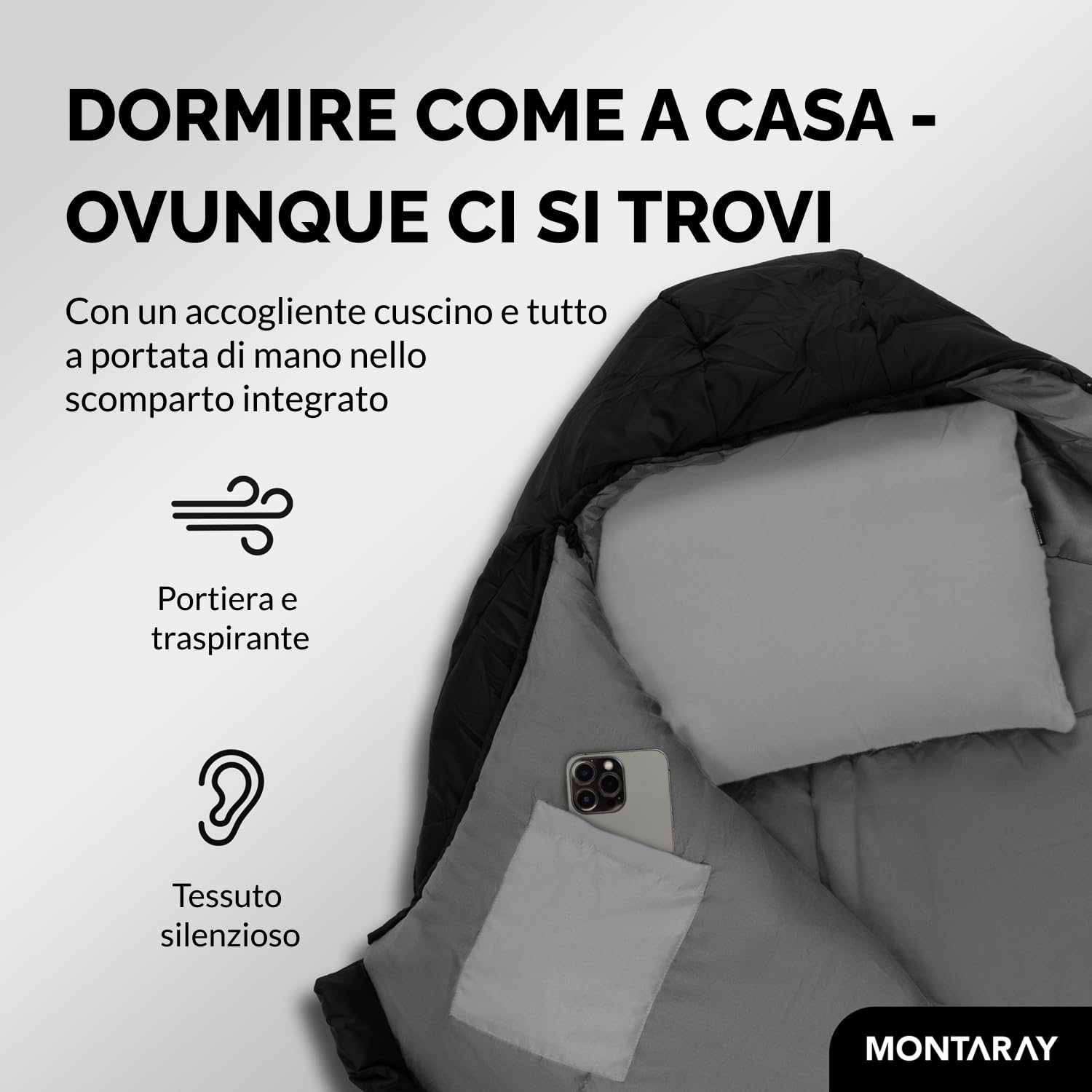 Sacco a pelo 3 – 4 stagioni [8 °C fino a -5 °C], sacco a pelo a mummia per attività all'aperto, campeggio [300 GSM] Sleeping Bag morbido e caldo, sacco a pelo dall'estate all'inverno, sacco a