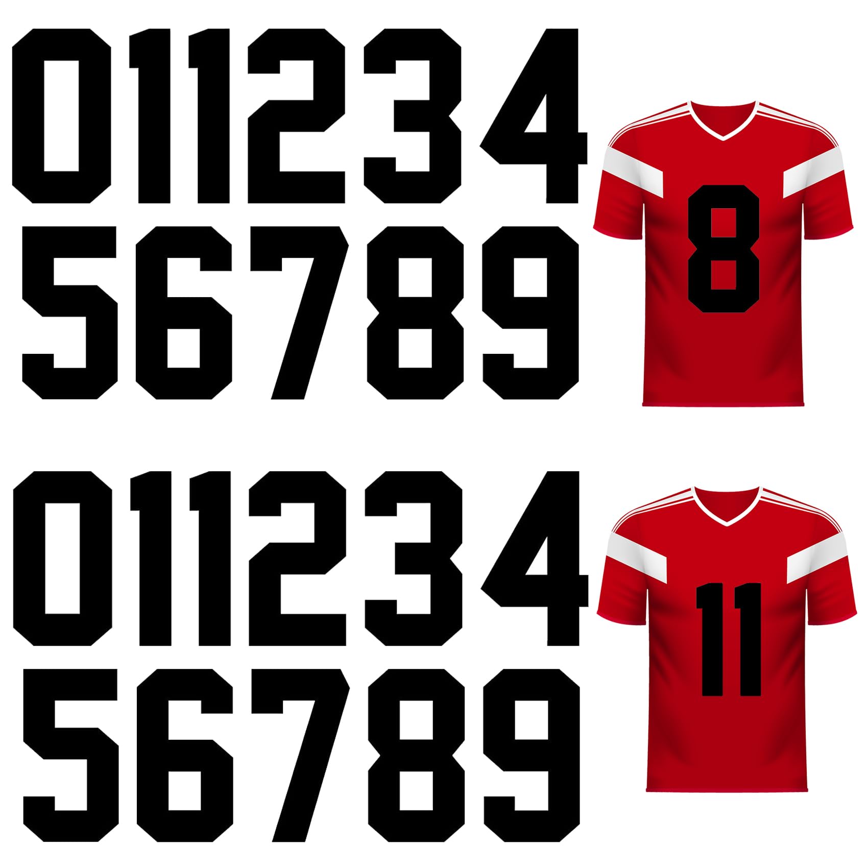 44 Pieces Iron On Numbers - 8 Inch Heat Transfer Numbers 0-9 For T-Shirts & Jerseys (Black & White) - View #4