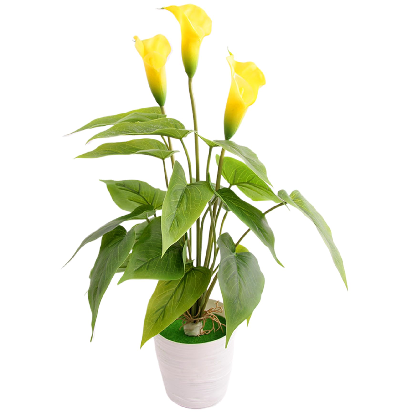 eurNhrN Calla Lily Artificial Flowers with Pot, 18 inch Soft PVC Artificial Flowers Indoor, Waterproof Fake House Plants for Home Table Decor Yellow