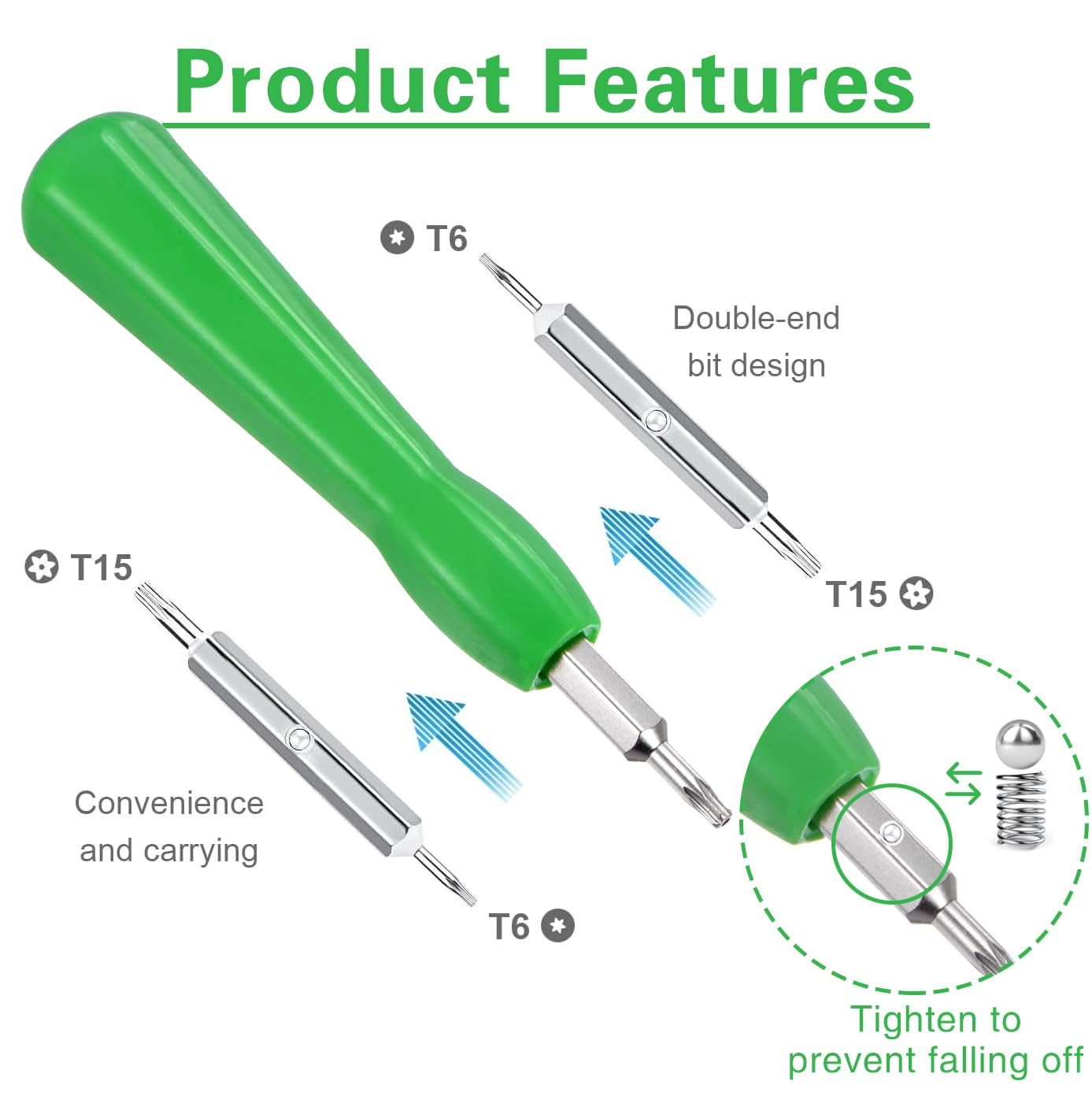 Ring Doorbell Screws - 20 PCS Double-Ended T6 T15 Security Screws for Ring 2nd Gen Doorbell (Green) - Image 4