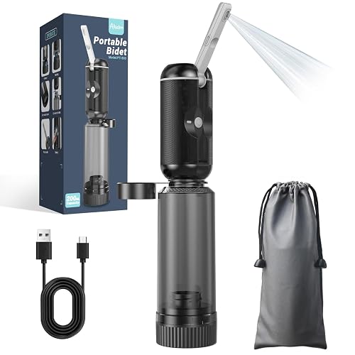 Aluan Portable Jet Spray for Travel, Portable Bidet with Adjustable Nozzle, Rechargeable Electric Travel Bidet Sprayer, IPX7 Waterproof High Pressure Handheld Bidets for Personal Hygiene Cleaning