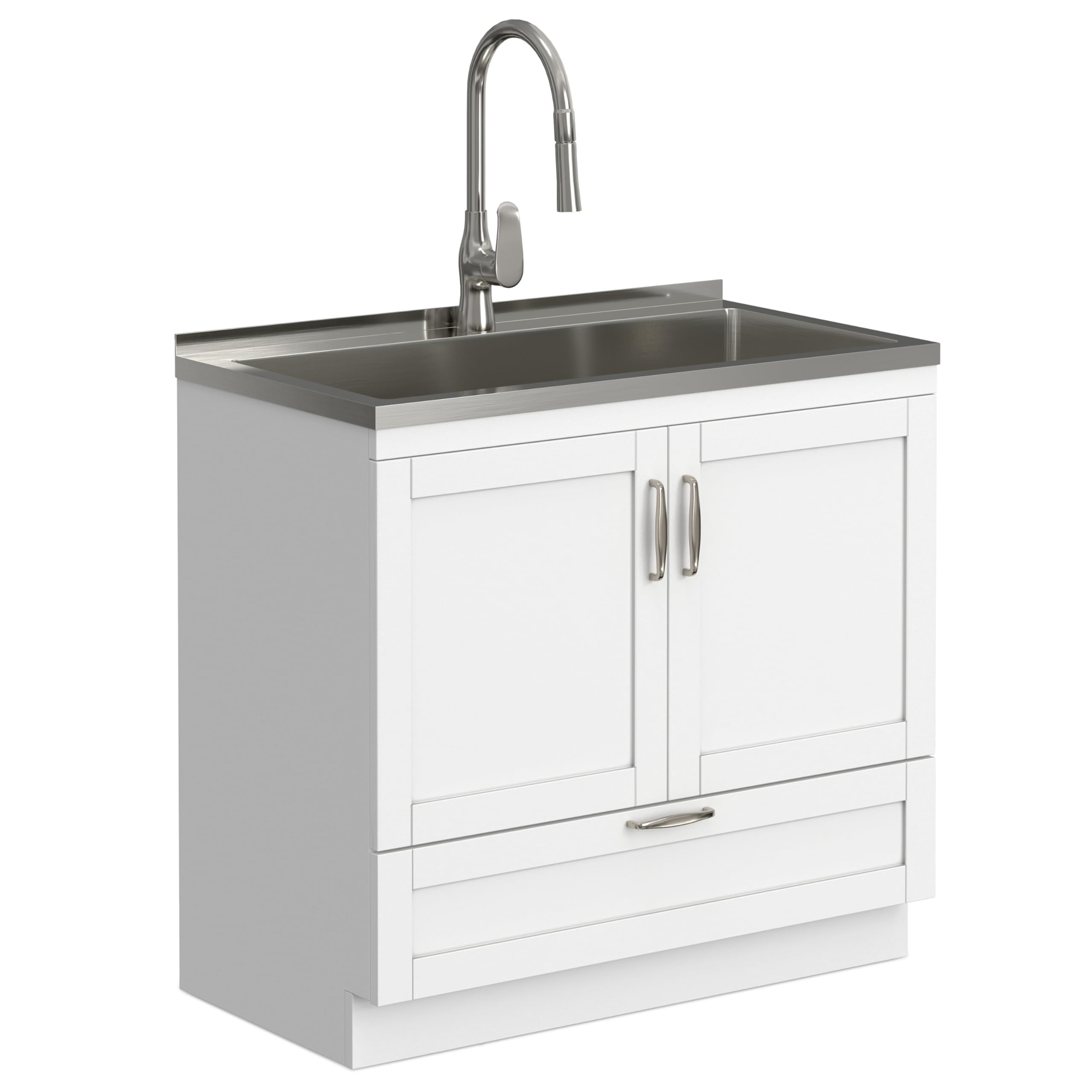 SIMPLIHOME Reed All-in-One Utility Sink and Laundry Cabinet