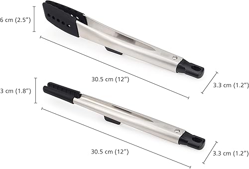 Miniatura 8 de Joseph Joseph Elevate Fusion Pinzas de precisión, sin BPA, utensilios de cocina antiadherentes resistentes al calor, asas de acero inoxidable, 12.01
